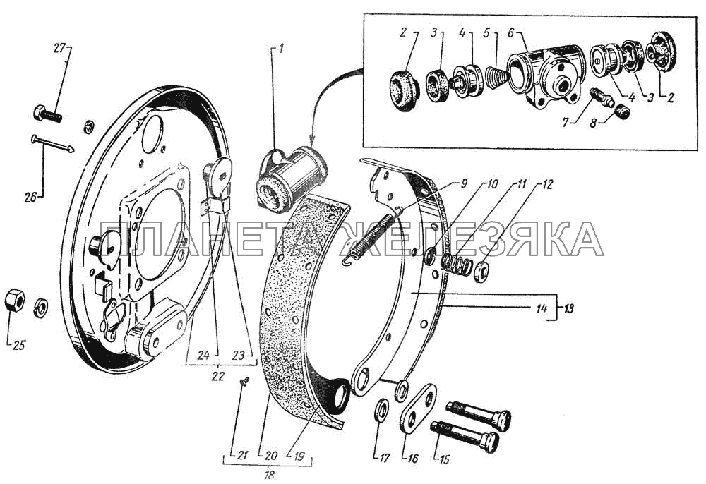 Задние ножные тормоза и тормозные барабаны ГАЗ-12 (ЗИМ)