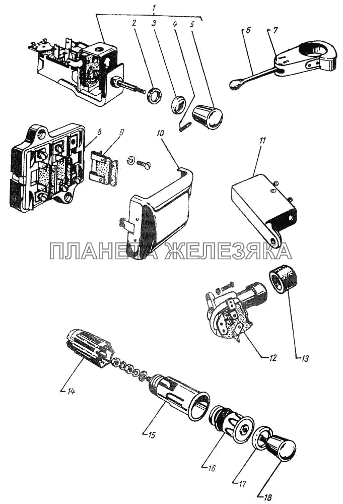 Центральный и ножной переключатели света и прикуриватель ГАЗ-12 (ЗИМ)