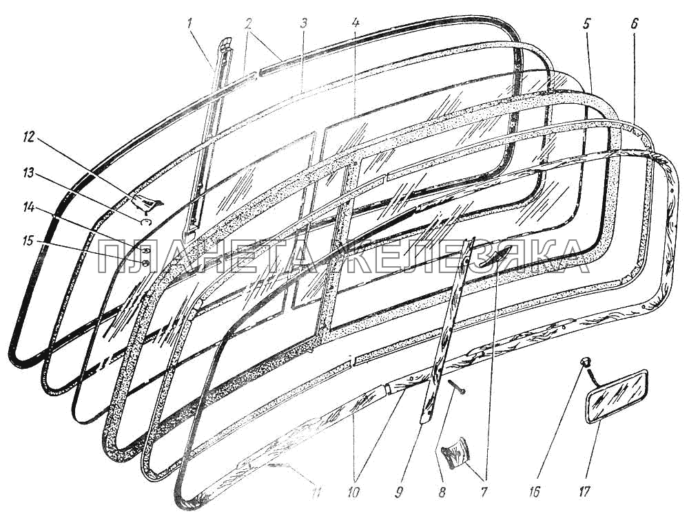 Детали ветрового окна ГАЗ-12 (ЗИМ)