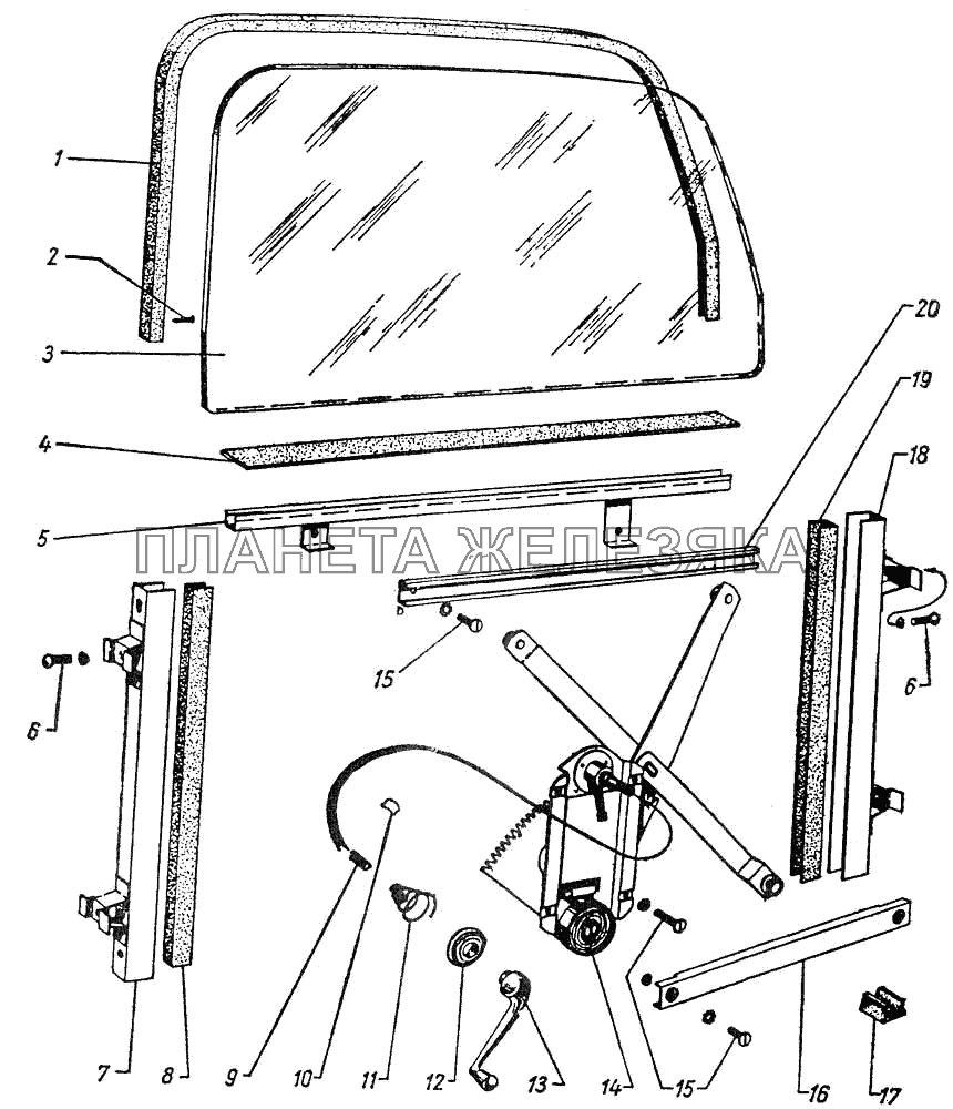 Опускное стекло задней двери ГАЗ-12 (ЗИМ)