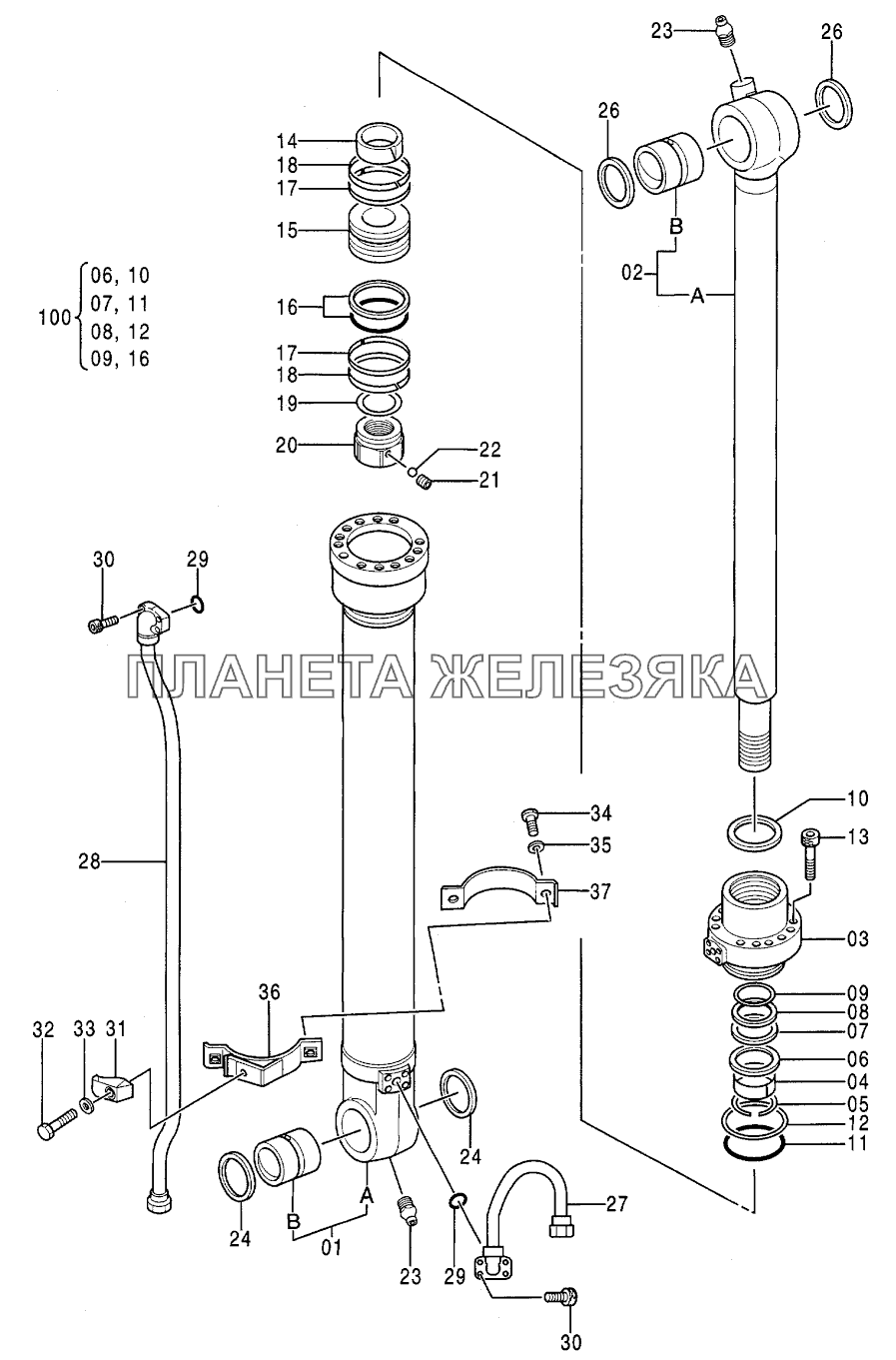 BUCKET CYLINDER <RIVER MAINTENANCE> Компоненты EX-300-2 BUCKET CYLINDER <RIVER MAINTENANCE> Компоненты EX-300-2