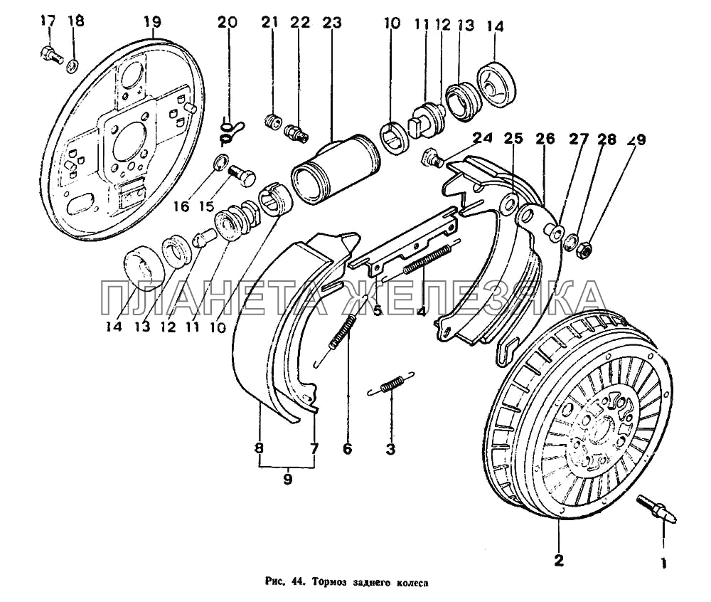 Тормоз заднего колеса ИЖ 2126