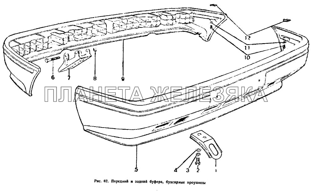 Передний и задний буфера, буксирные проушины ИЖ 2126