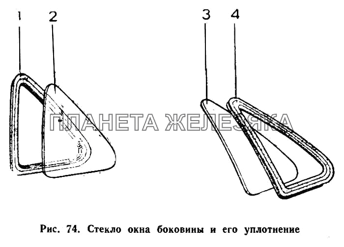 Стекло окна боковины и его уплотнение ИЖ 2126