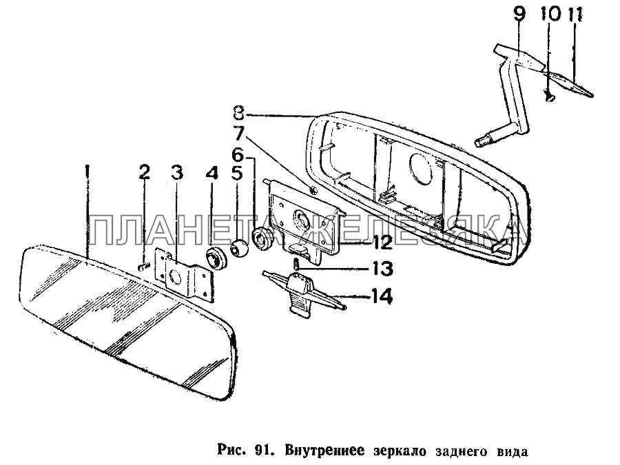 Внутреннее зеркало заднего вида ИЖ 2126