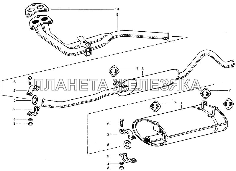 Глушитель, резонатор и приемная труба глушителя ИЖ 2126 с двигателем ВАЗ