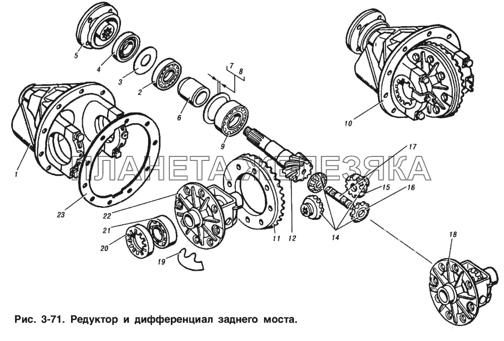 Редуктор и дифференциал заднего моста ИЖ 2715