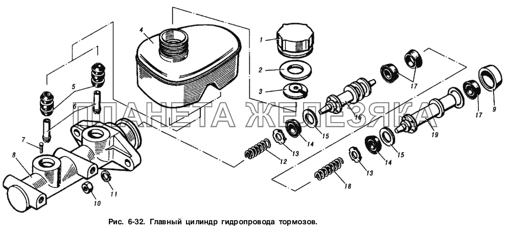 Главный цилиндр гидропривода тормозов ИЖ 2715