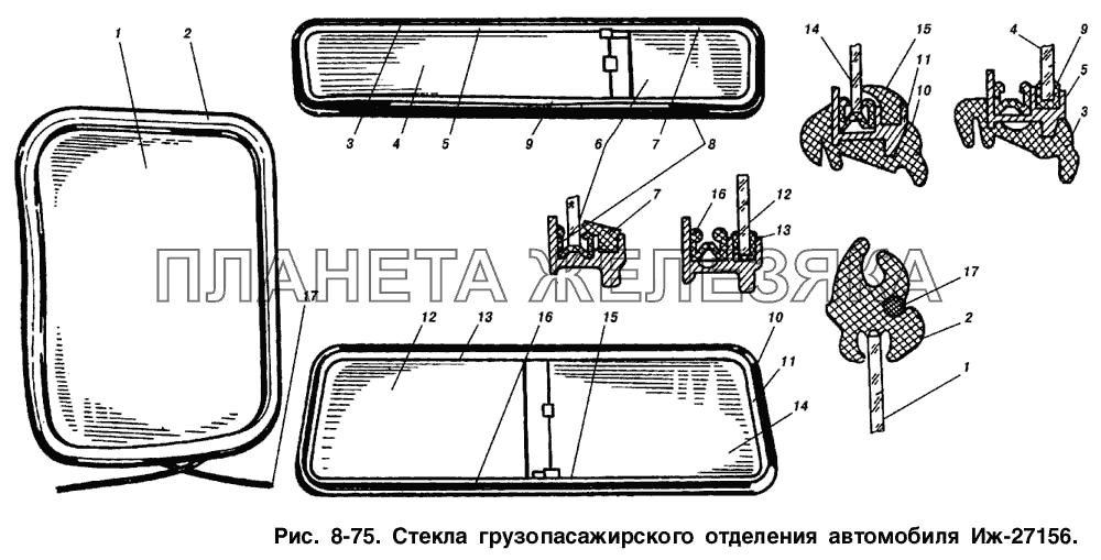 Стекла грузопассажирского отделения автомобиля ИЖ-27156 ИЖ 2715