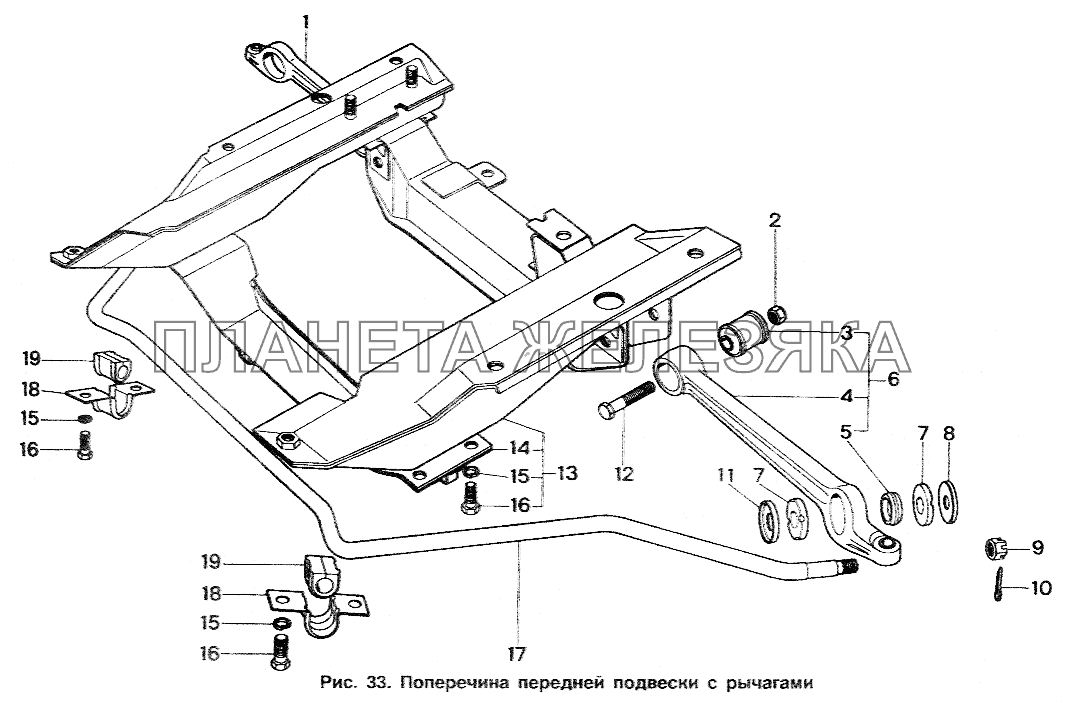 Поперечина передней подвески с рычагами ИЖ 2717