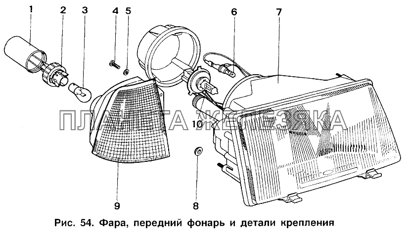 Фара, передний фонарь и детали крепления ИЖ 2717