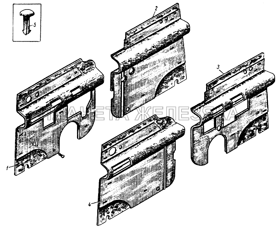 Термошумоизоляционные панели (съемные) передка кузова ИЖ 434