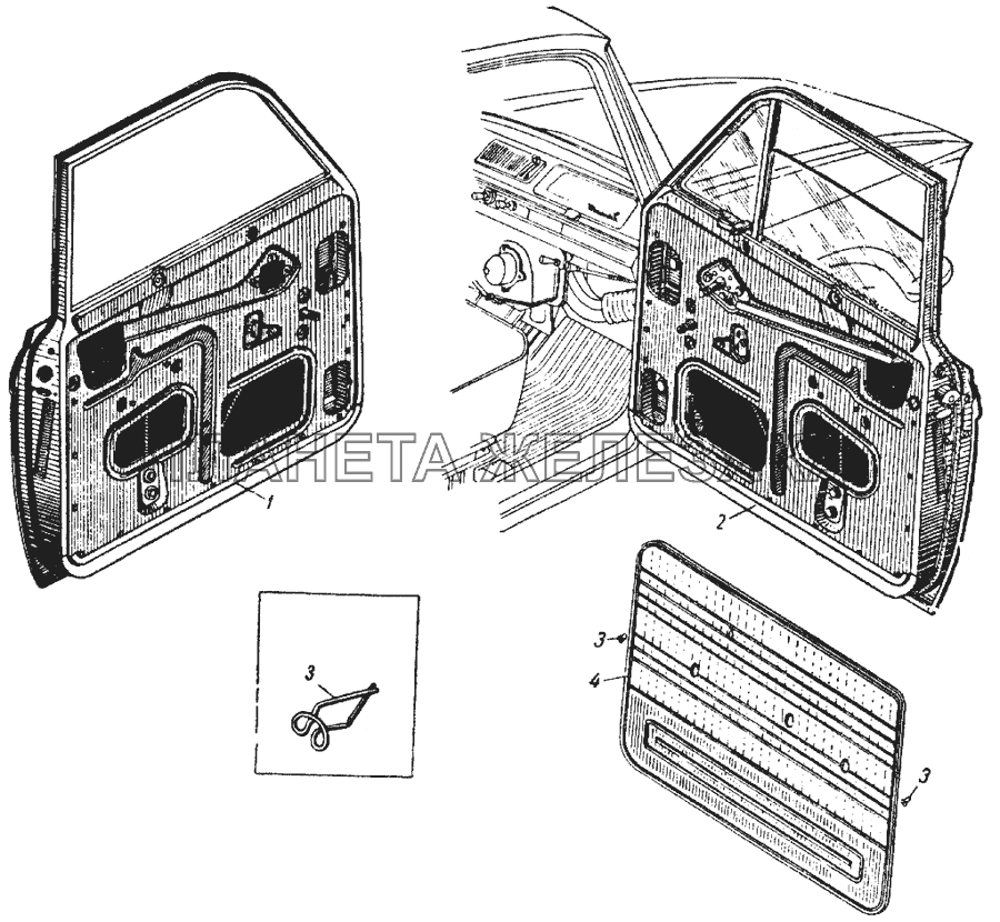 Передняя дверь кузова модели 412 ИЖ 427