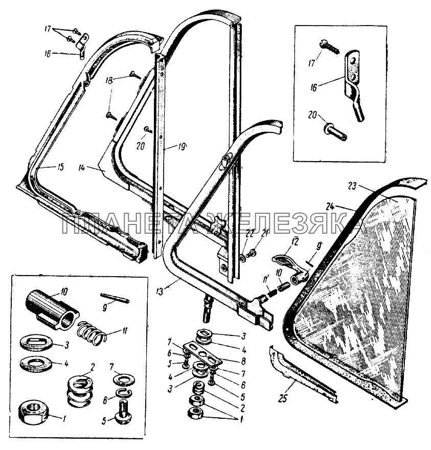 Поворотное стекло передней двери кузова ИЖ 427