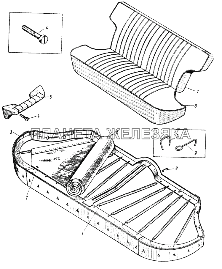 Заднее сидение кузова модели 412 и подлокотник ИЖ 427