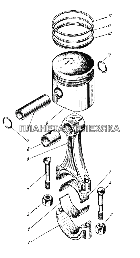 Поршень и шатун ИЖ 412