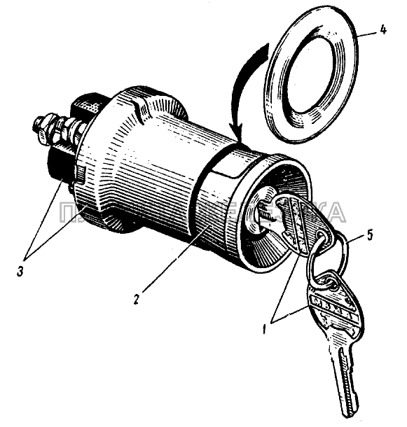 Включатель (замок) зажигания и выключатель стартера ИЖ 427