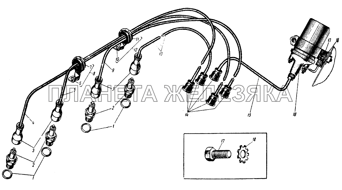 Катушка, свечи зажигания и соединительные провода ИЖ 412