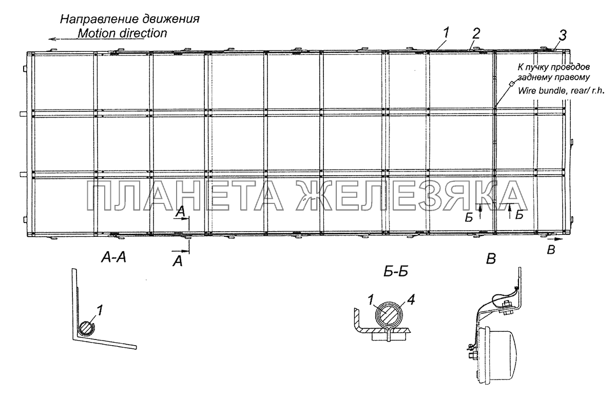 4308-3700086-91 Электрооборудование. Расположение на платформе КамАЗ-4308 (Евро 4)