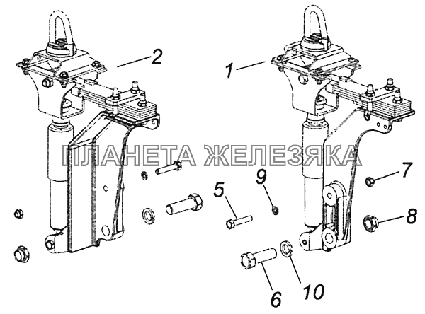 4308-5001006-20 Установка задней подвески кабины КамАЗ-4308 (Евро 4)