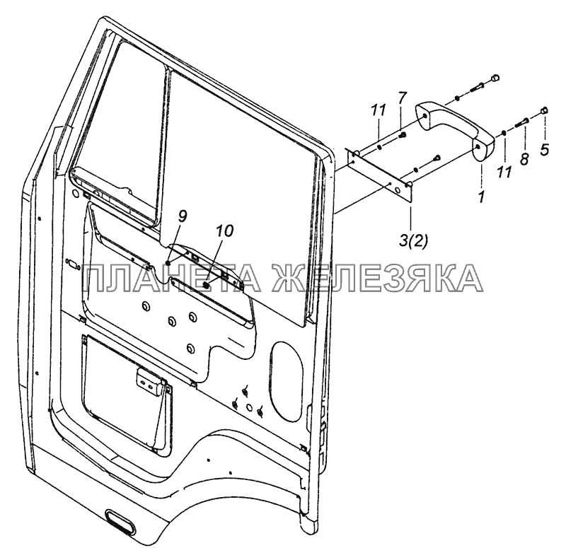 65115-6114005 Установка подлокотников двери КамАЗ-4308 (Евро 4)