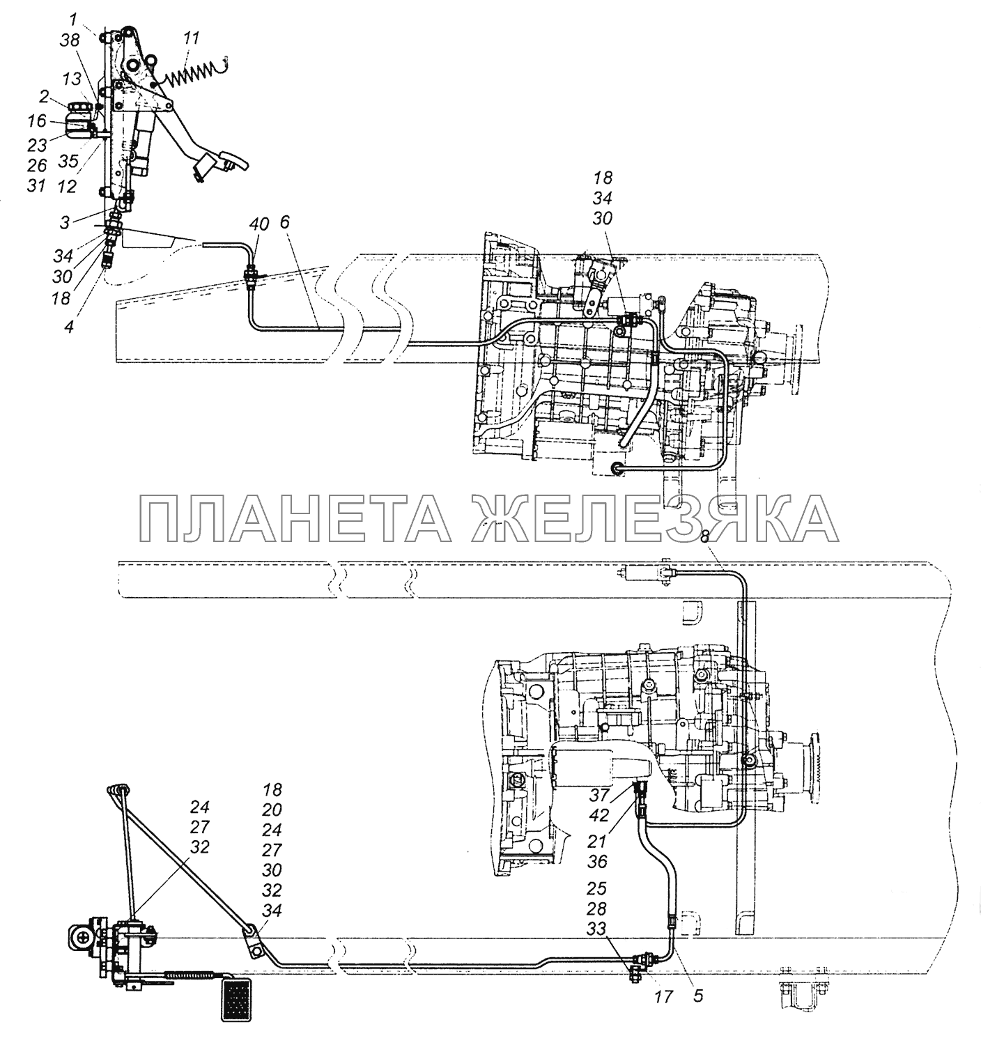 4308-1600006-70 Установка педали и привода выключения сцепления КамАЗ-4308 (Евро 4)
