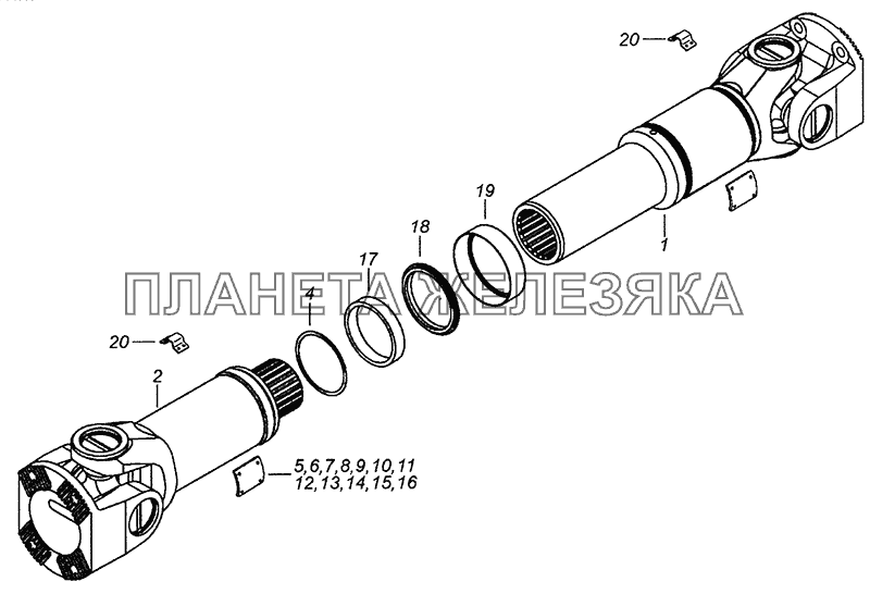 4308-2201011-54 Вал карданный заднего моста КамАЗ-4308 (Евро 4)