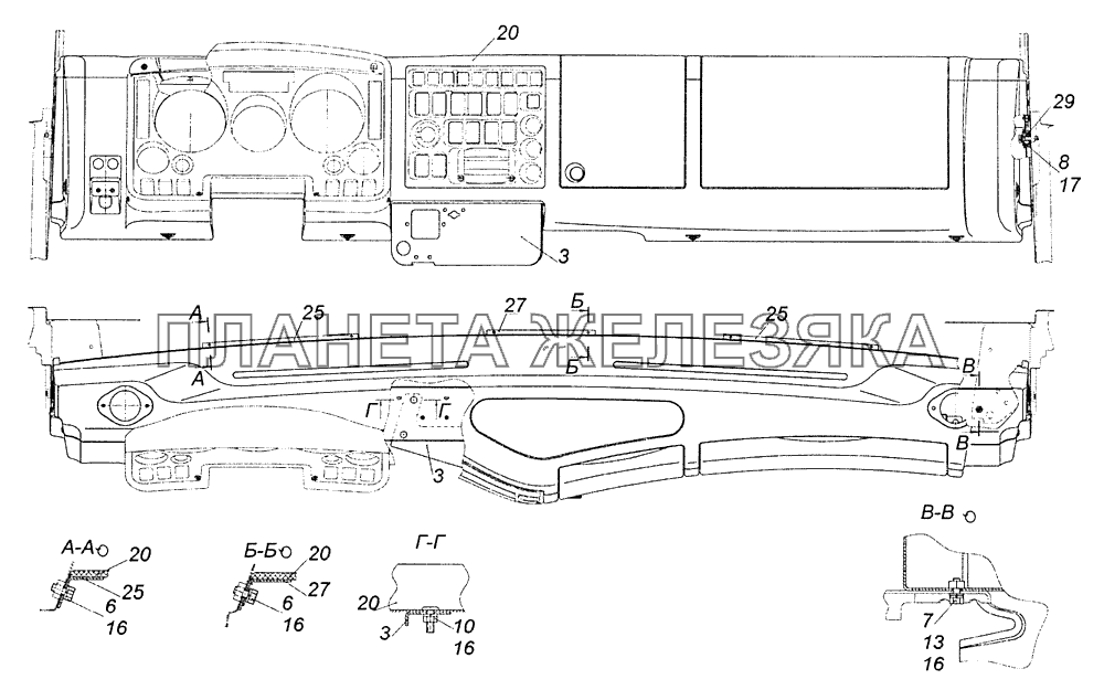 4308-5300023 Установка панели приборов КамАЗ-4308 (Евро 3)