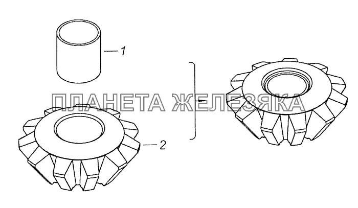 53212-2403054 Сателлит дифференциала заднего моста с втулкой КамАЗ-4308 (Евро 3)