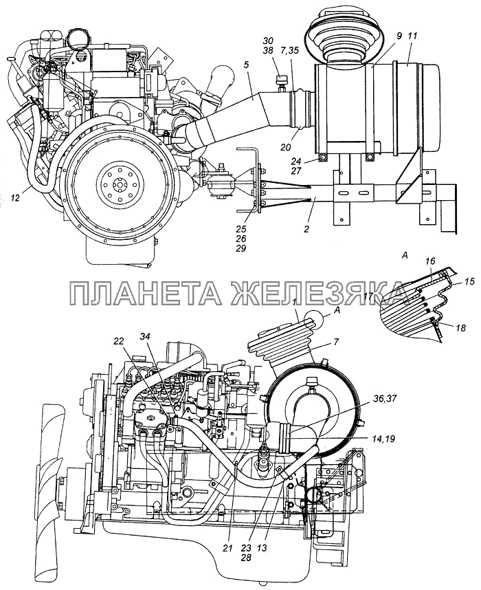 Установка воздушного фильтра Э4308-1109001 КамАЗ-4308