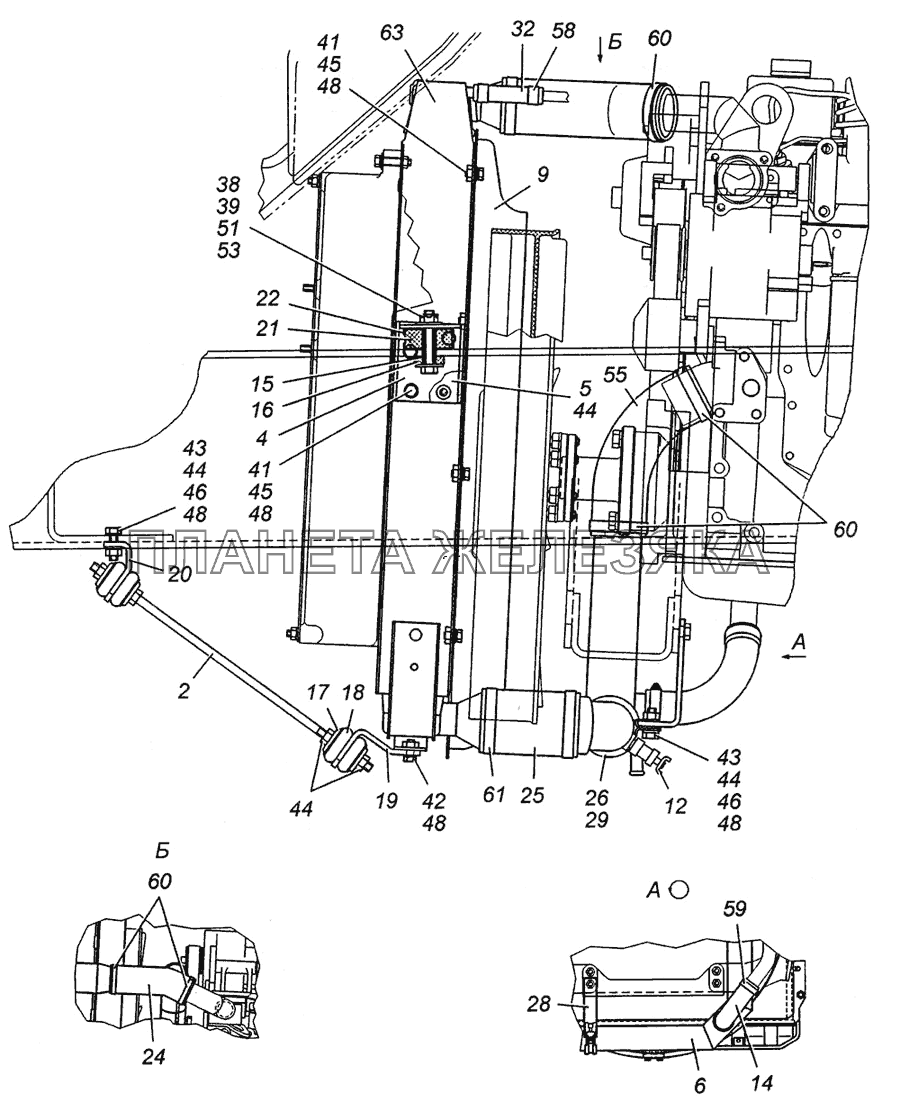 Установка радиатора Э4308-1300023 КамАЗ-4308