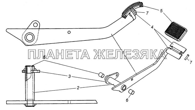 Педаль сцепления в сборе 5320-1602010 КамАЗ-4308