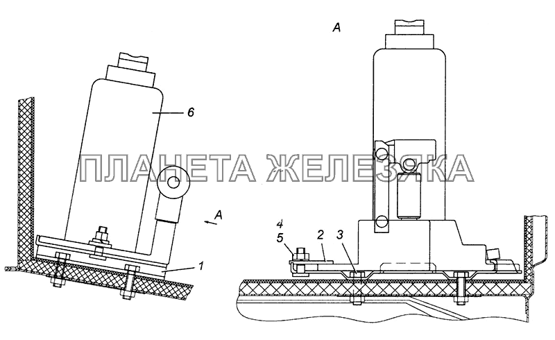 Установка домкрата Э4308-3913002 КамАЗ-4308 Установка домкрата Э4308-3913002 КамАЗ-4308