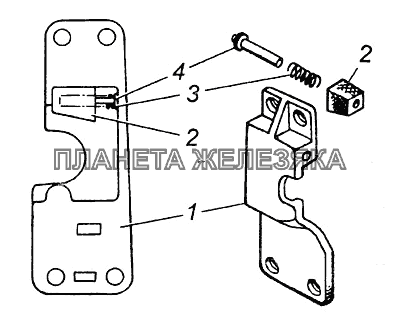 Фиксатор замка левый в сборе 5320-6105035-10 КамАЗ-4308 Фиксатор замка левый в сборе 5320-6105035-10 КамАЗ-4308