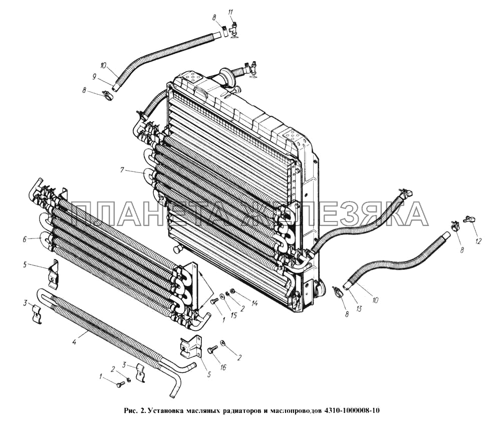 Установка масляных радиаторов и маслопроводов КамАЗ-4310