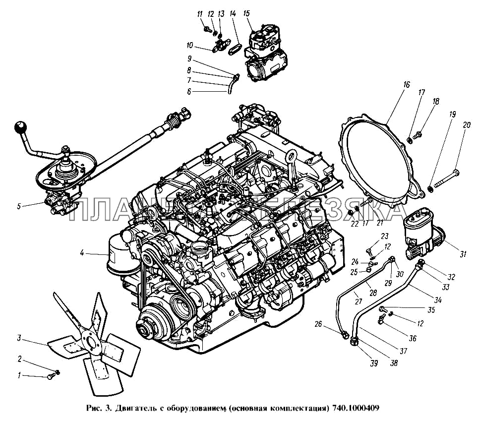 Двигатель с оборудованием (основная комплектация) КамАЗ-4310