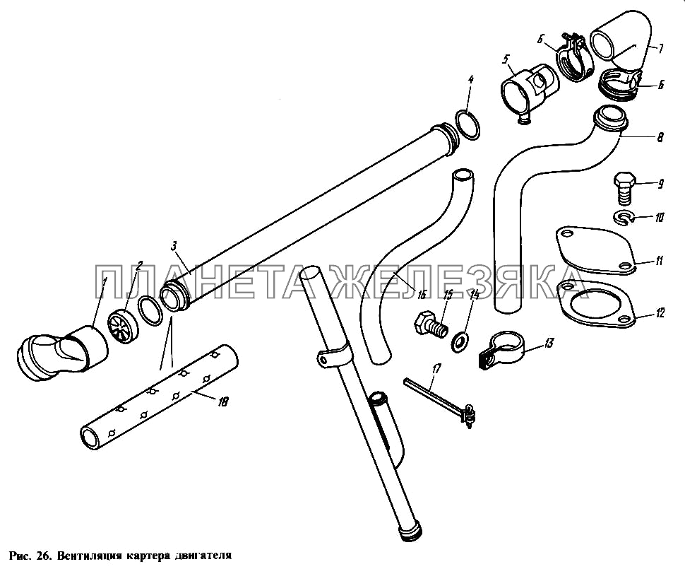 Вентиляция картера двигателя КамАЗ-4310