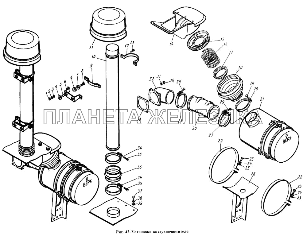 Установка воздухоочистителя КамАЗ-4310