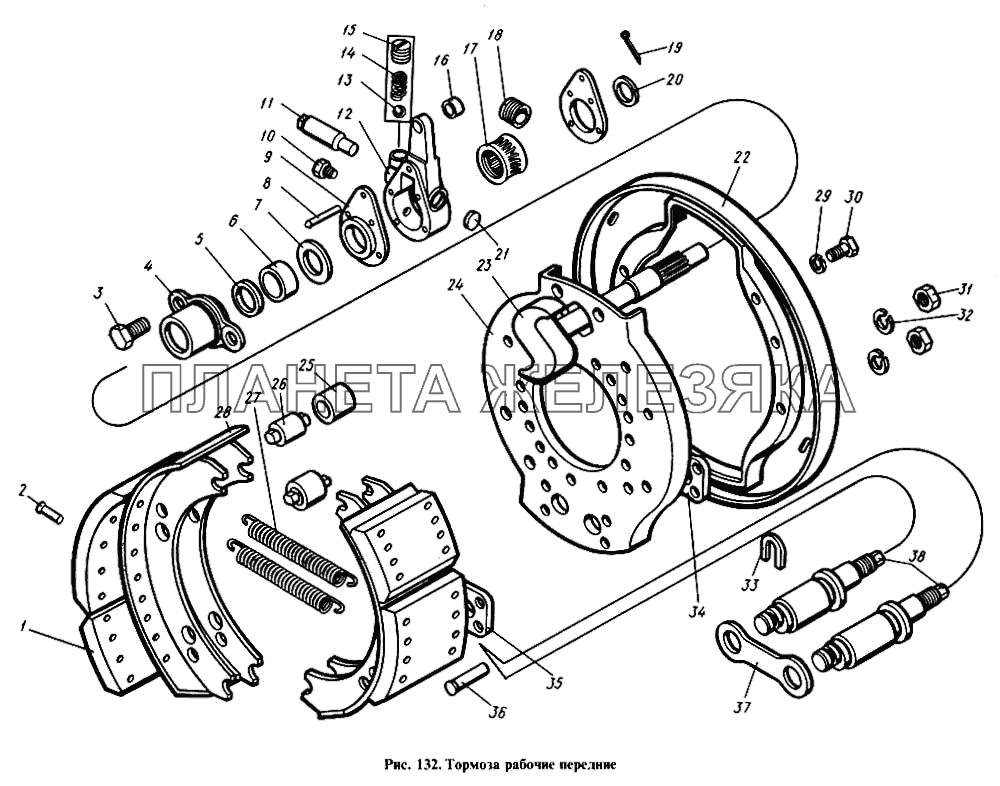 Тормоза рабочие передние КамАЗ-4310
