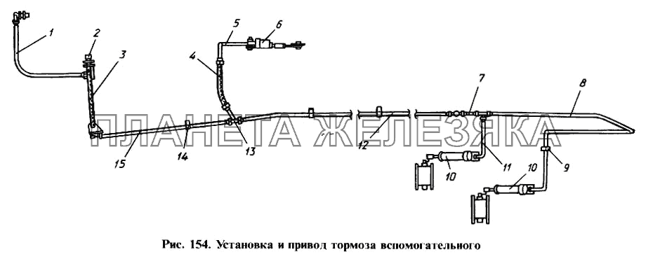 Установка и привод тормоза вспомогательного КамАЗ-4310