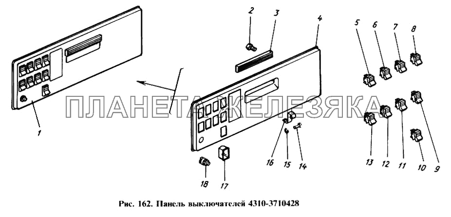 Панель выключателей КамАЗ-4310