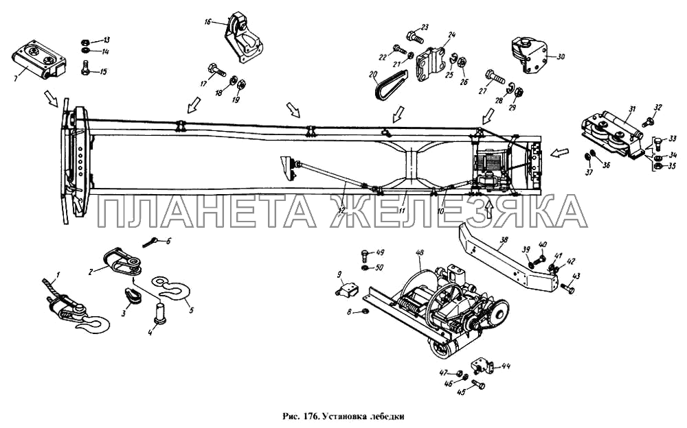 Установка лебедки КамАЗ-4310