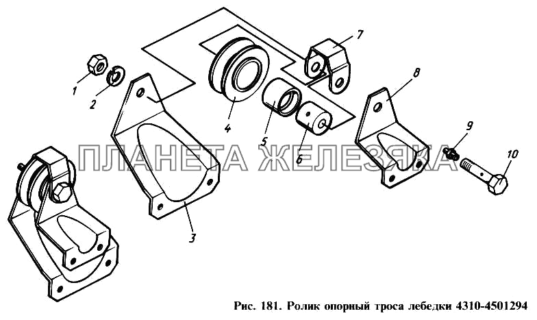 Ролик опорный троса лебедки КамАЗ-4310