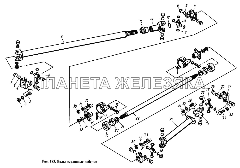 Валы карданные лебедки КамАЗ-4310