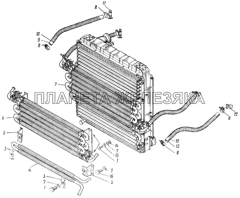 Установка масляных радиаторов и маслопроводов КамАЗ-43101
