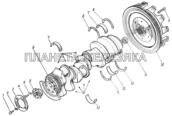 Установка вала коленчатого с маховиком КамАЗ-43101