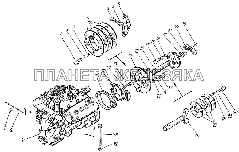 Установка и привод ТНВД КамАЗ-43101