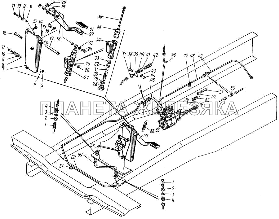Привод управления сцеплением КамАЗ-43101