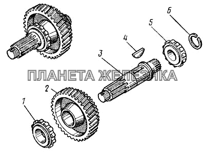 Вал промежуточный коробки раздаточной в сборе 4310-1802084 КамАЗ-43101