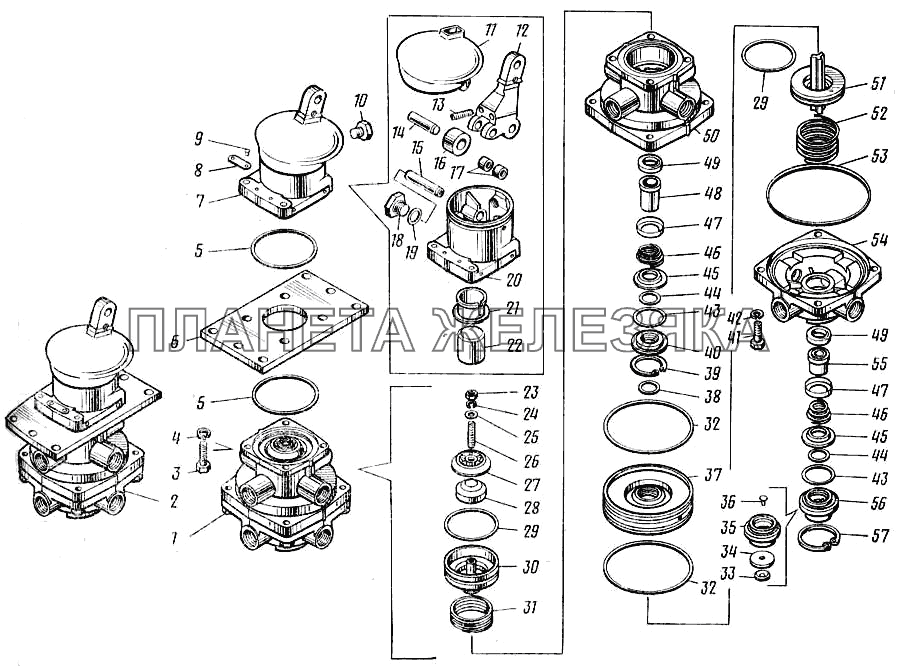 Кран тормозной двухсекционный 100-3514010 КамАЗ-43101